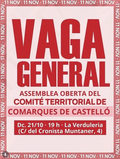 ASSEMBLEA OBERTA VAGA 11-N COMITÈ TERRITORIAL COMARQUES DE CASTELLÓ